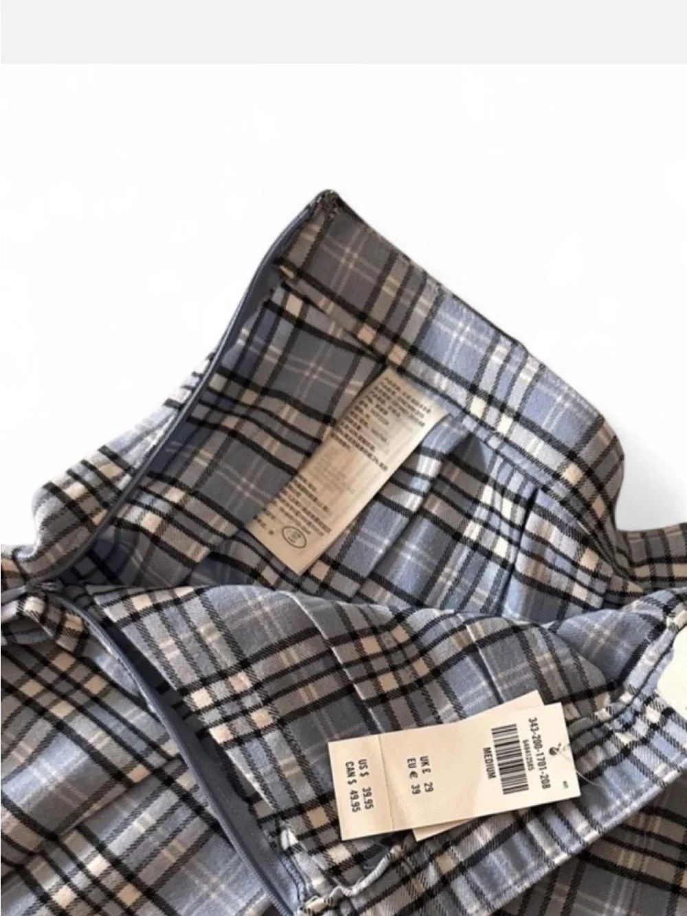 Hollister Gray Plaid Pleated Mini Skirt
